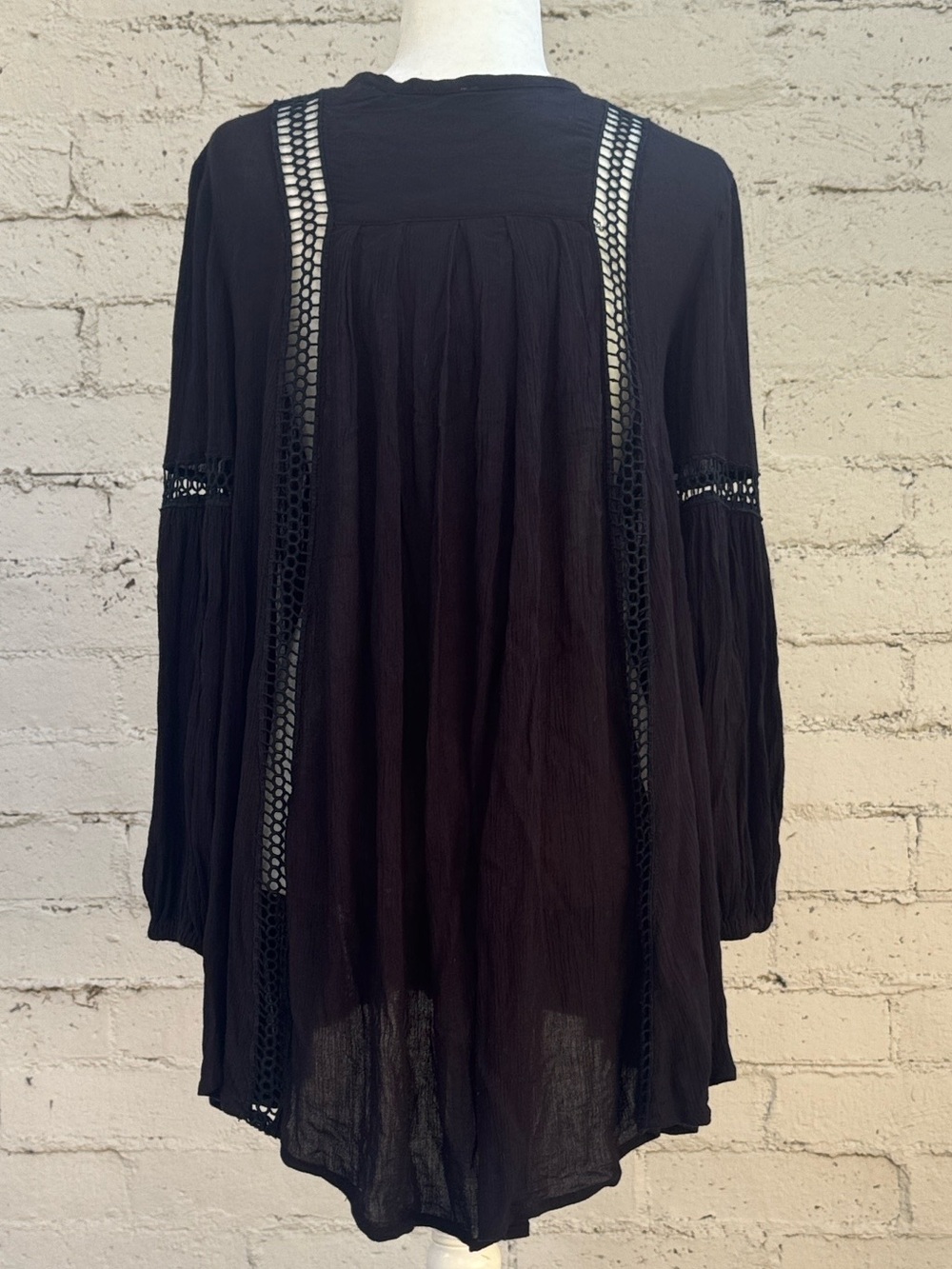 Free People Babydoll Lace Inset Swing Tunic Black Size XS - Picture 7 of 11